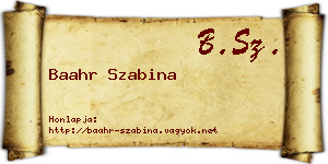 Baahr Szabina névjegykártya