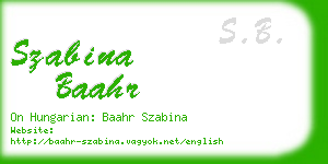 szabina baahr business card